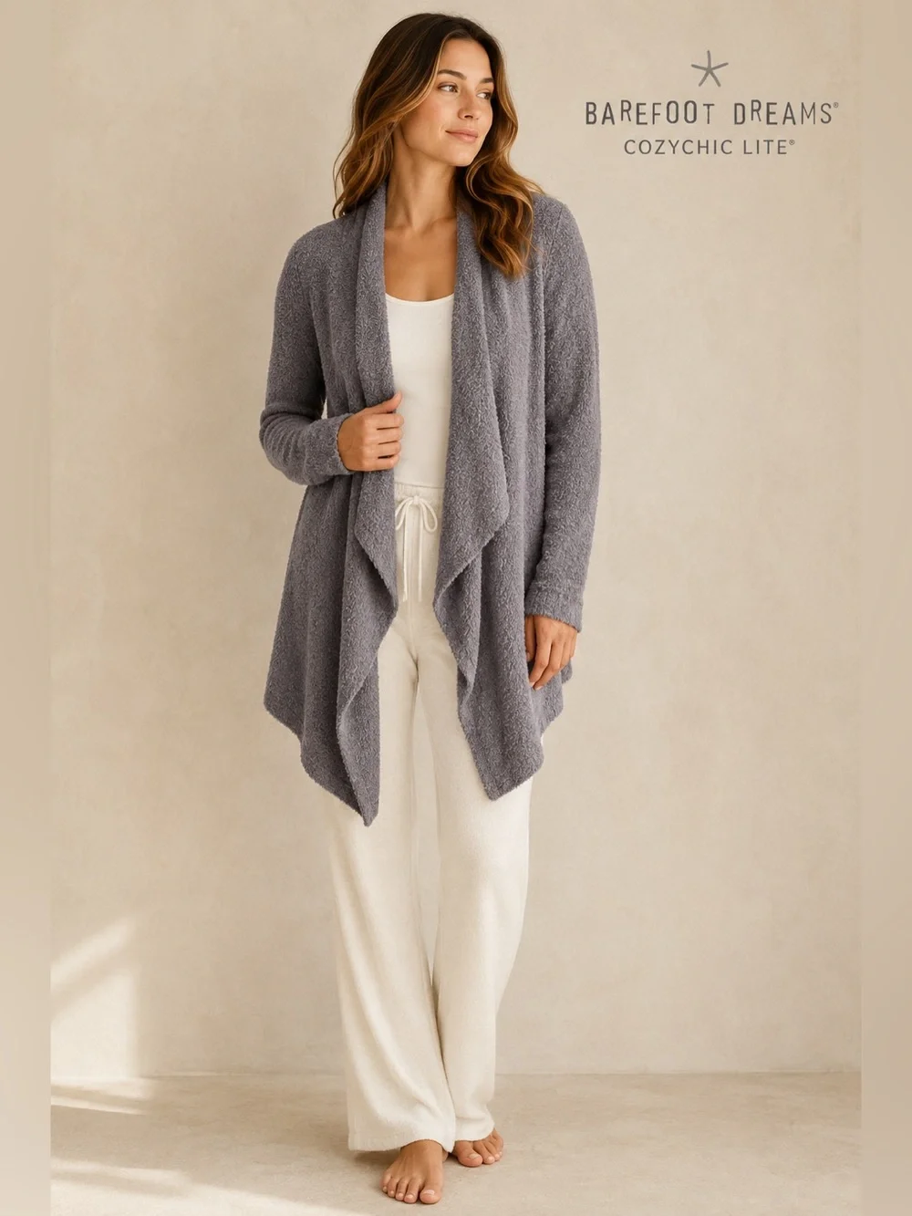 Barefoot Dreams CozyChic Lite Calypso Wrap/Cardigan Purple Small Medium